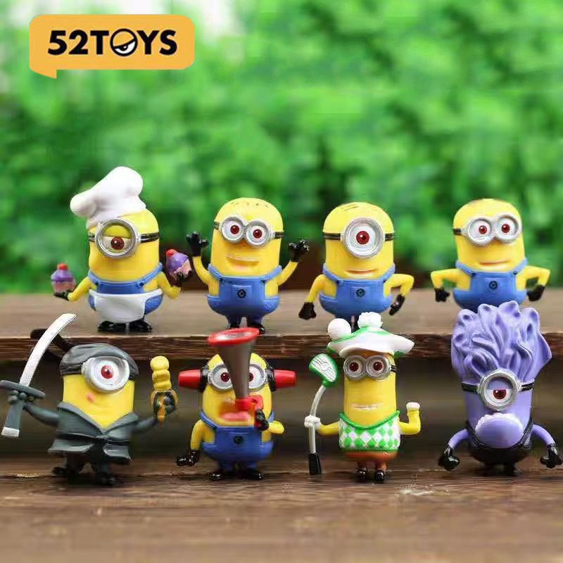 Car Accessories Walmart - 8 ชิ้น/1 ชุด 52TOYS มินเนี่ยนการ์ตูนน่ารักตุ๊กตาตั้งโชว์คาวาอิตุ๊กตาของสะสมรถตกแต่งบ้านของตกแต่งโต๊ะทำงานของเล่น