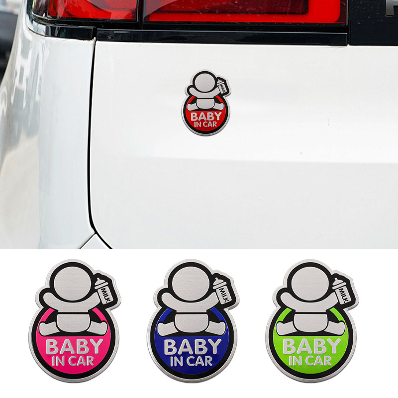 Car Accessories For Baby - สติ๊กเกอร์เตือนในรถยนต์ อลูมิเนียมอัลลอย 3 มิติ คุณภาพสูง ลาย