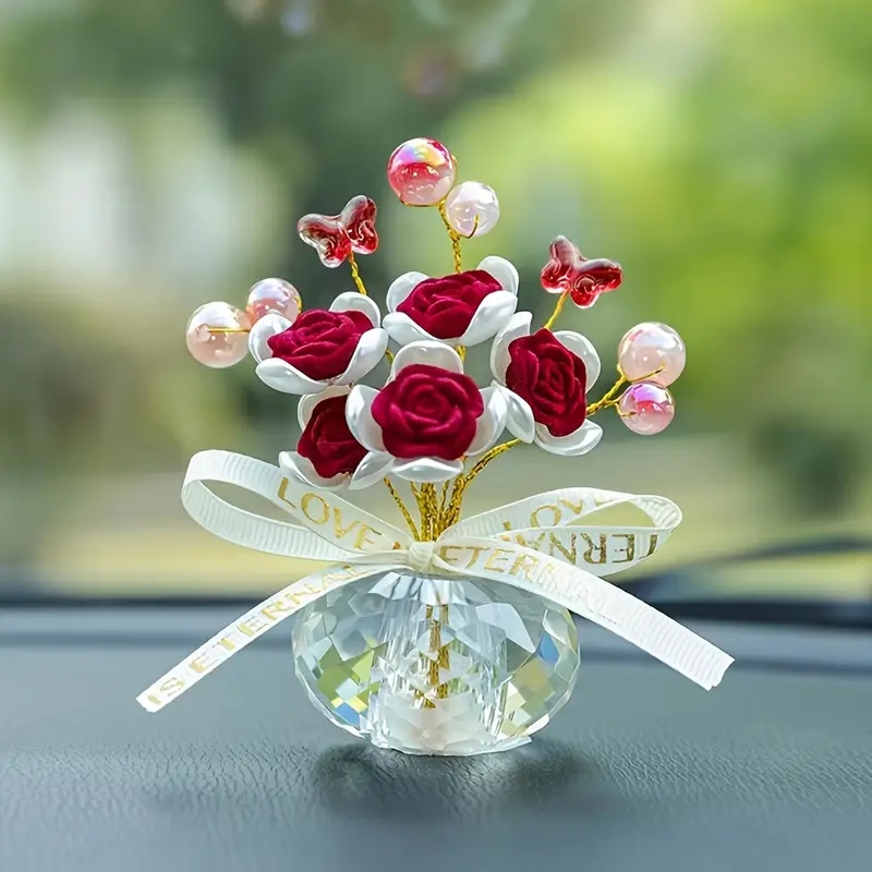 Car Accessories Walmart - 1PC แก้วคริสตัล Rose Dashboard เครื่องประดับ-Elegant Home,/ห้องนอน/ตกแต่งรถ,