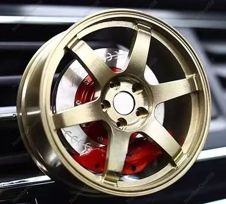 Car Air Freshener Vent - ที่ห้อยกระจังหน้ารถยนต์รุ่น TE37 รูปทรงล้อแม็กซ์ พร้อมน้ำหอมปรับอากาศแบบหมุนได้ ทำจากอะลูมิเนียมอัลลอย