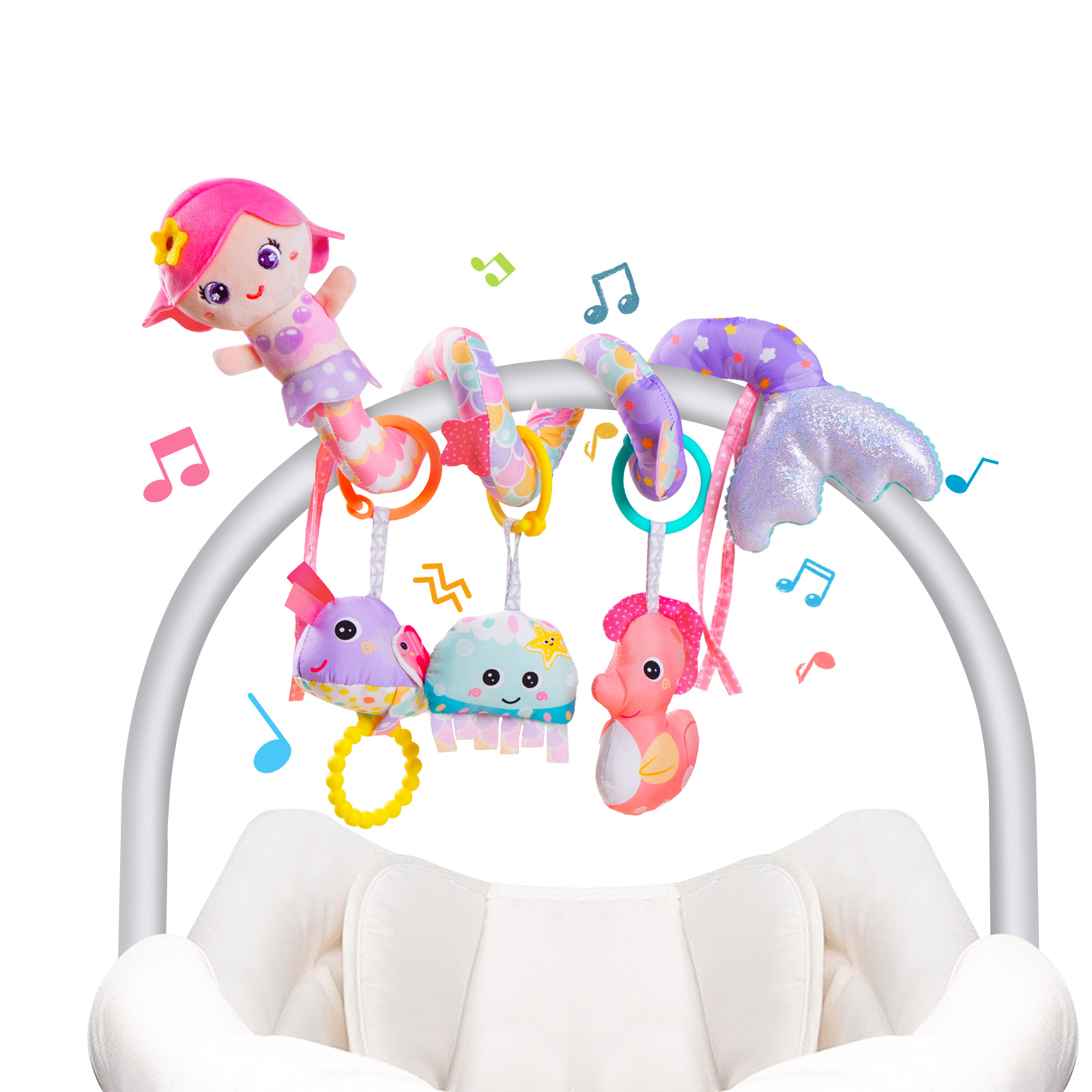 Car Accessories For Baby - ของเล่นติดเบาะรถยนต์แบบเกลียวสำหรับเด็ก 0-6 เดือน, ของเล่นเสริมพัฒนาการสำหรับเด็กทารก, อุปกรณ์เสริมสำหรับรถเข็นเด็ก, ของขวัญสำหรับเด็กแรกเกิด
