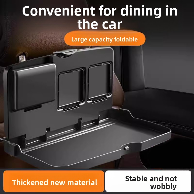 Back Seat Car Table - โต๊ะรับประทานอาหารแบบพับได้สำหรับเบาะหลังรถยนต์ - ถาดอาหารในรถยนต์ขนาดใหญ่พร้อมที่วางแก้ว วัสดุหนา แข็งแรง อุปกรณ์เสริมในรถยนต์